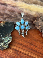 Handmade Sterling Silver Golden Hills Turquoise Beaded Pendant "Signed Nizhoni"