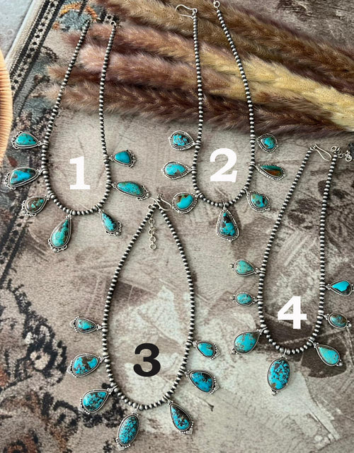 Handmade Sterling Silver Manassa Turquoise Collection: Beaded Necklace "Signed Nizhoni"
