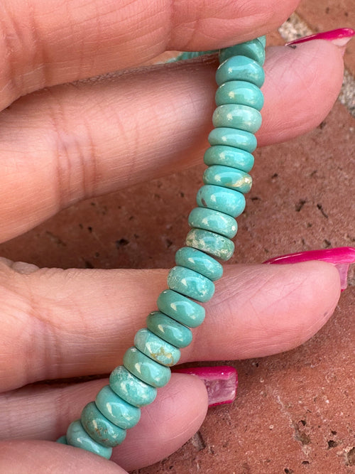 Navajo Kingman Turquoise & Sterling Silver 6mm Beaded Necklace