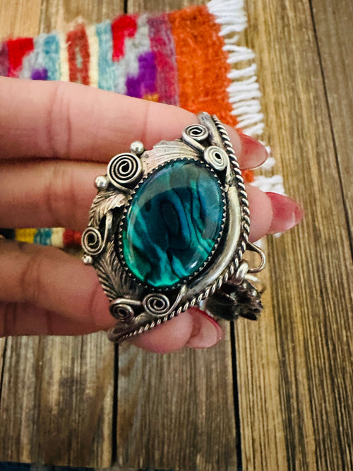 Handcrafted Old Pawn Sterling Silver & Abalone Cuff Bracelet Ring Combo