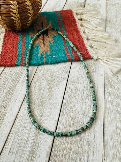 Navajo Turquoise & Sterling Silver 18” Beaded Necklace