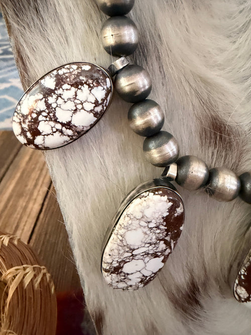 Handcrafted Wild Horse & Sterling Silver Beaded Necklace
