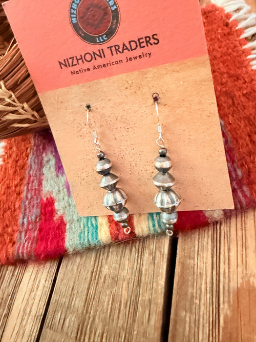 Handcrafted Sterling Silver Pearl Beaded Dangle Earrings