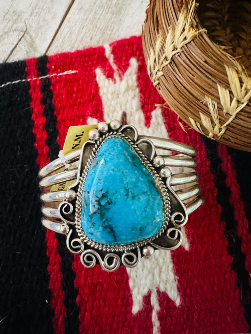 Old Pawn Navajo Sterling Silver & Turquoise Cuff Bracelet