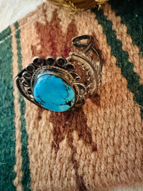 Old Pawn Navajo Turquoise & Sterling Silver Cuff Bracelet