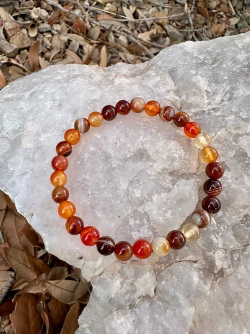 Red Agate 6mm beaded stretch bracelet