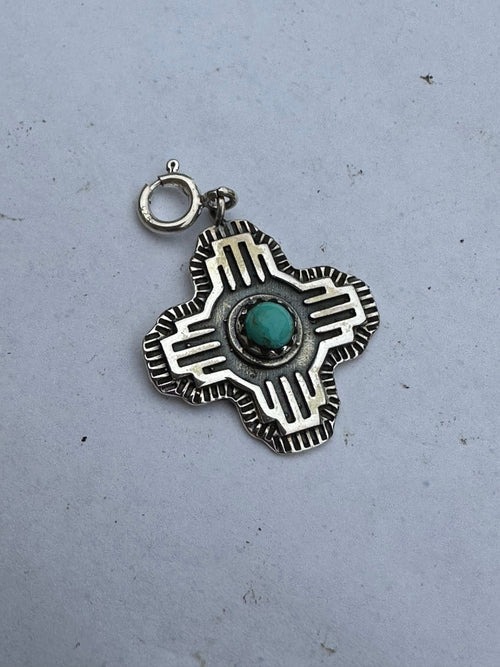 Sterling Silver and Turquoise Zia Charm