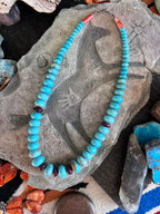 Estate Collection Graduated Number 8 Turquoise and Purple Spiny Oyster Beaded Rondelle Necklace, 16-5/8”