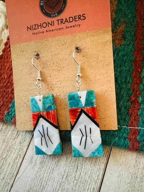 Santo Domingo Multi Stone Inlay Dangle Earrings