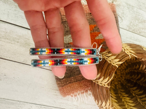 Navajo Handmade Multicolor Beaded Dangle Earrings