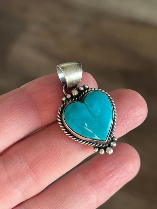 Navajo Sterling Silver Electric Rainbow Mini Heart Pendants by Bernyse Chavez