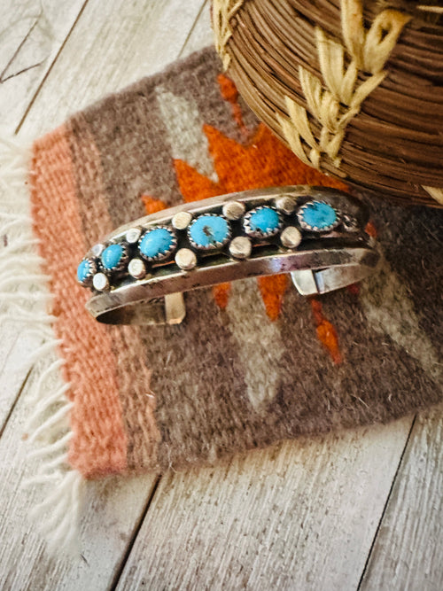Old Pawn Navajo Turquoise & Sterling Silver Cuff Bracelet