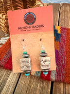 Handcrafted Turquoise & Sterling Silver Pearl Beaded Dangle Earrings