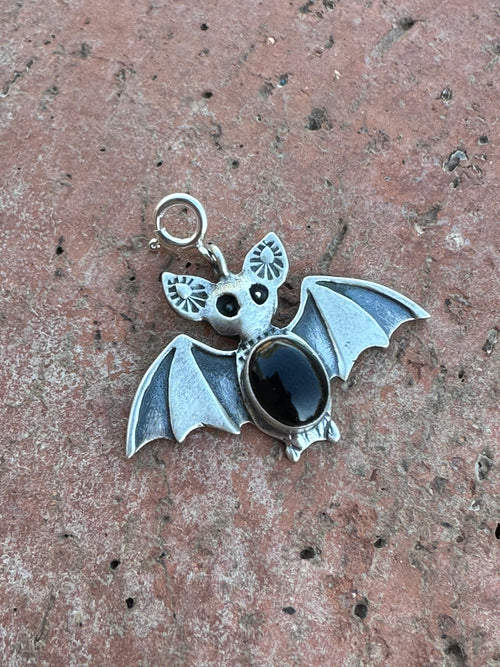 Halloween Collection Sterling Silver & Onyx Bat Charm