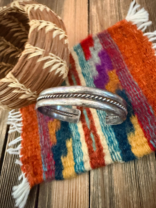 Handcrafted Old Pawn Sterling Silver Cuff Bracelet