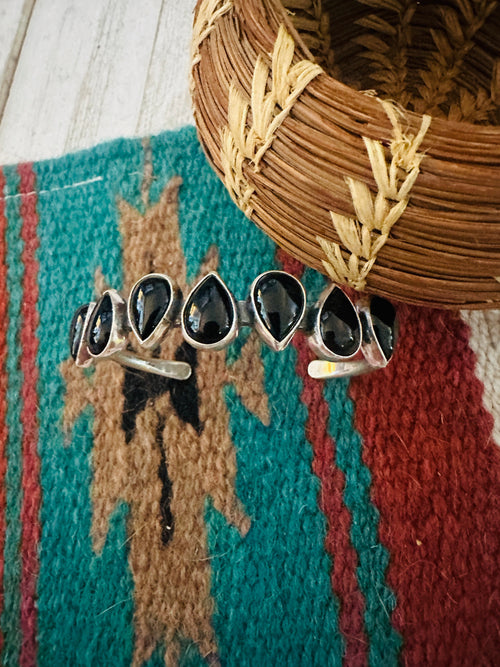 Navajo Sterling Silver & Onyx Cuff Bracelet