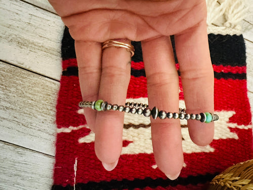 Navajo Sonoran Mountain Turquoise & Sterling Silver Beaded Bracelet