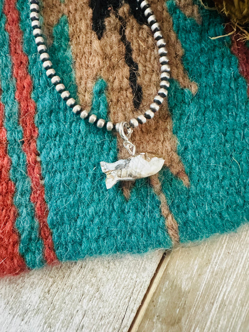 Navajo Hand Carved Blue Mojave Fish Charm