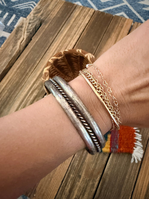 Handcrafted Old Pawn Sterling Silver Cuff Bracelet