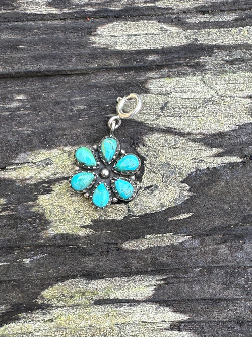 Sterling Silver and Turquoise Flower Charm