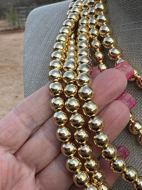Navajo 14kt Gold Overlay & Sterling Silver Beaded 8mm Necklace