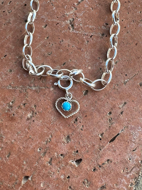 Navajo Made Sterling Silver and Turquoise Charm