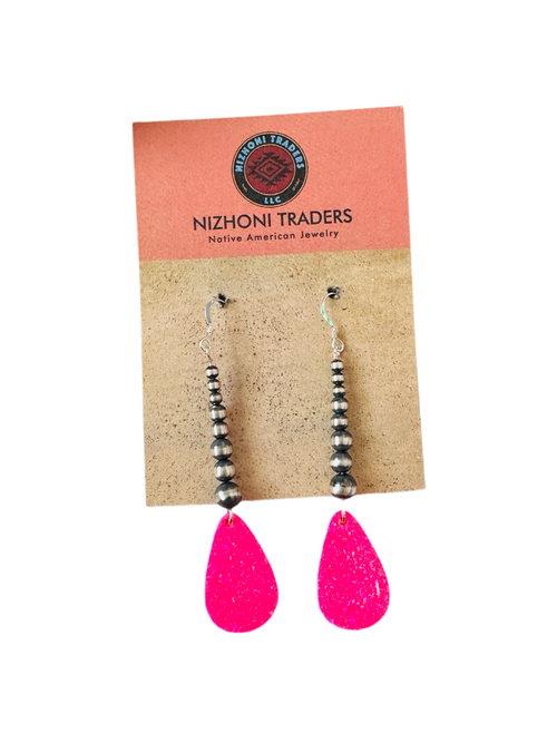 Summer Lovin’ Navajo Sterling Silver Pearl Beaded Opal Teardrop Dangle Earrings