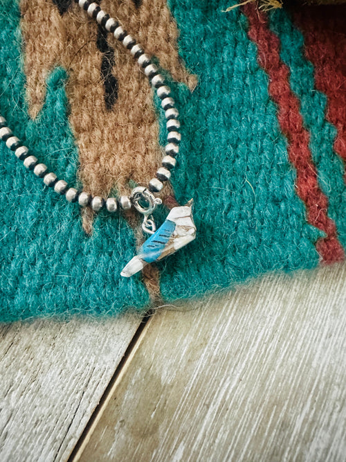 Navajo Hand Carved Blue Mojave Bird Charm