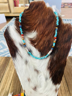 Handcrafted Multi Stone & Sterling Silver Beaded 18” Necklace by T & R Singer