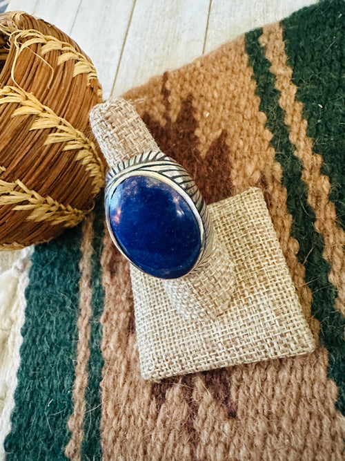 Old Pawn Navajo Sterling Silver & Lapis Men’s Ring Size 8