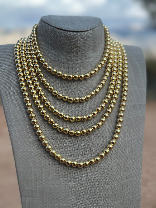 Navajo 14kt Gold Overlay & Sterling Silver Beaded 8mm Necklace