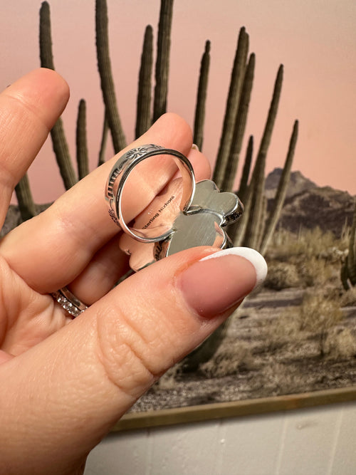 Beautiful Handmade Sonoran Mountain Turquoise, Wild Horse, Lapis And Sterling Silver Adjustable Ring