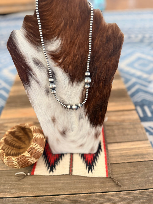 Handcrafted Sterling Silver Pearl 18” Beaded Necklace