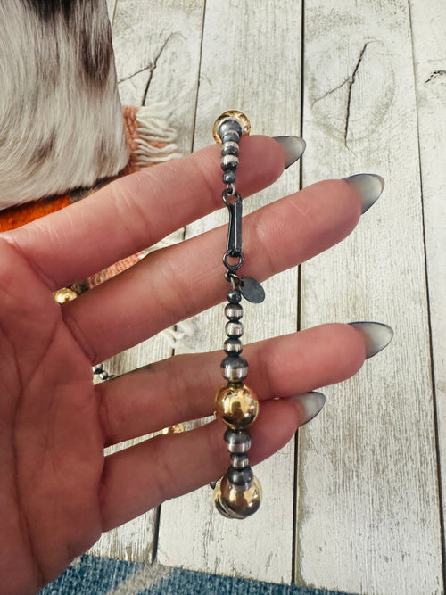 Navajo Sterling Silver & Gold Beaded Necklace