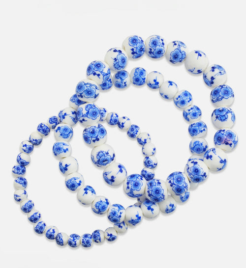 Blue Willow Stretch Bracelet Set Of 3