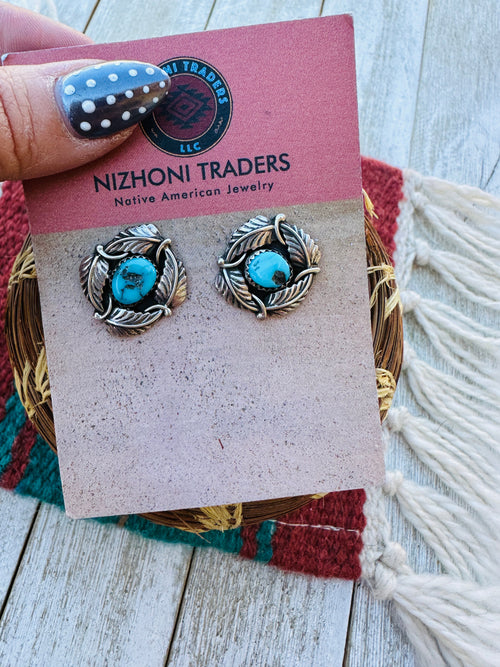 Handcrafted Old Pawn Sterling Silver & Turquoise Post Earrings