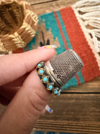 Handcrafted Vintage Old Pawn Sterling Silver and Turquoise Thimble