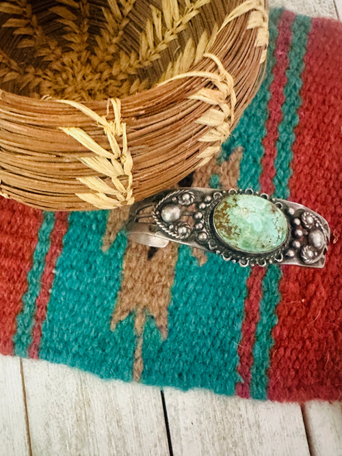 Old Pawn Navajo Sterling Silver & Turquoise Cuff Bracelet