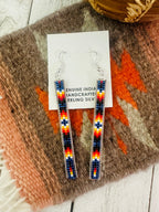 Navajo Handmade Multicolor Beaded Dangle Earrings