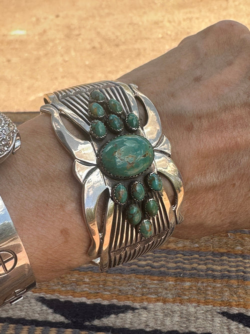 Old Pawn Rick Martinez Turquoise and Sterling Silver Cuff