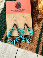 Handcrafted Turquoise & Heishi Beaded Hoop Earrings