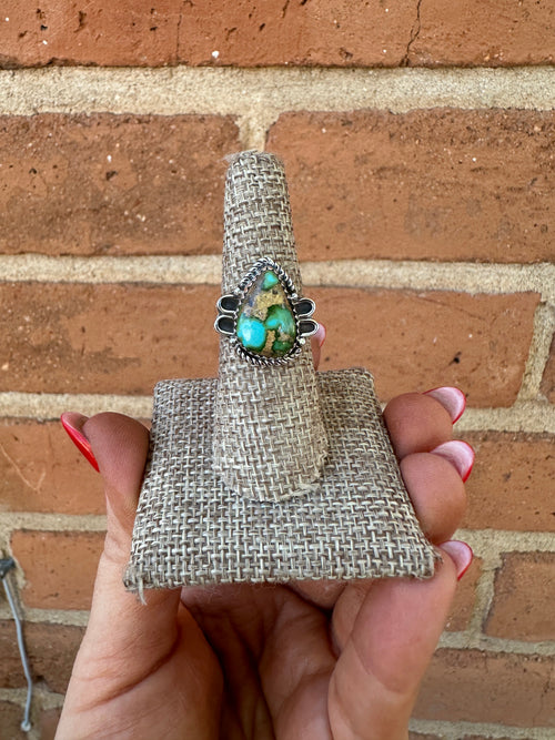 Beautiful Handmade Sonoran Mountain Turquoise And Sterling Silver Adjustable Ring