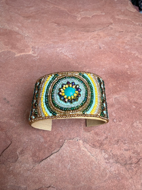 “The Golden Collection” Handmade Beaded Cuff Bracelet
