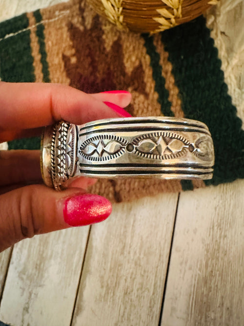 Old Pawn Navajo Turquoise & Sterling Silver Cuff Bracelet
