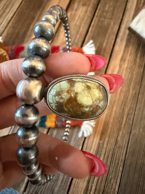 Handcrafted Turquoise & Sterling Silver Beaded Choker Necklace