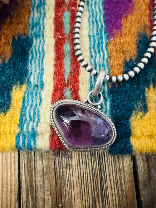 Handcrafted Old Pawn Sterling Silver & Amethyst Pendant