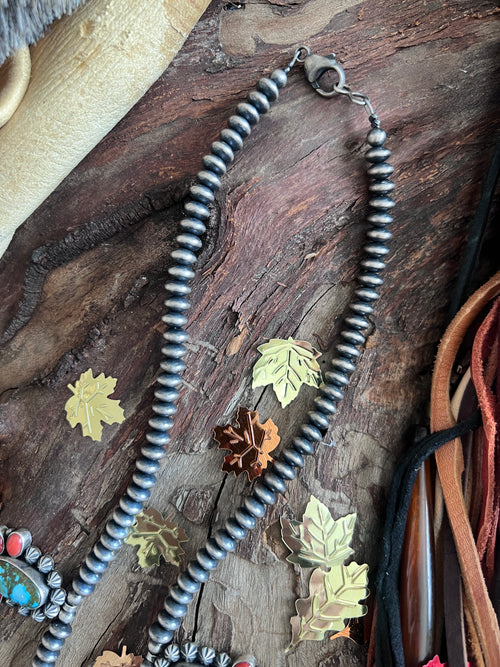 Taos Collection: Handcrafted Sterling Silver, Kingman Turquoise & Mediterranean Red Coral Beaded Necklace