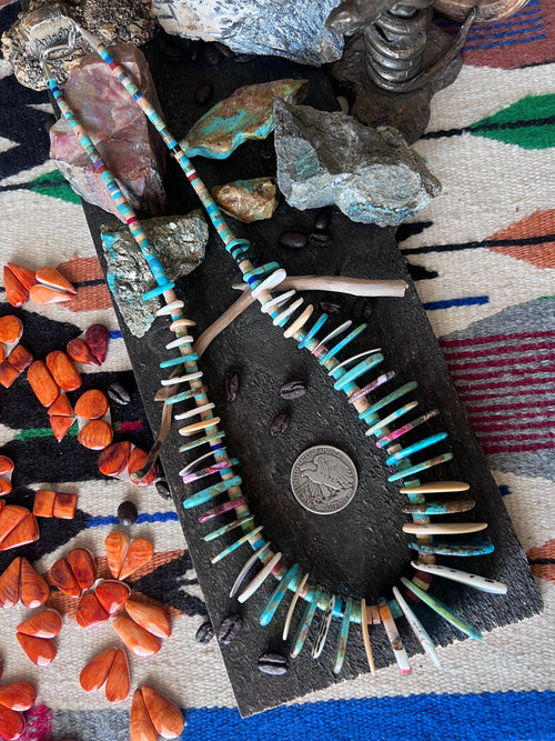 Ronald Chavez Handcrafted Multistone Heishi & Tab Beaded Santo Domingo Necklace