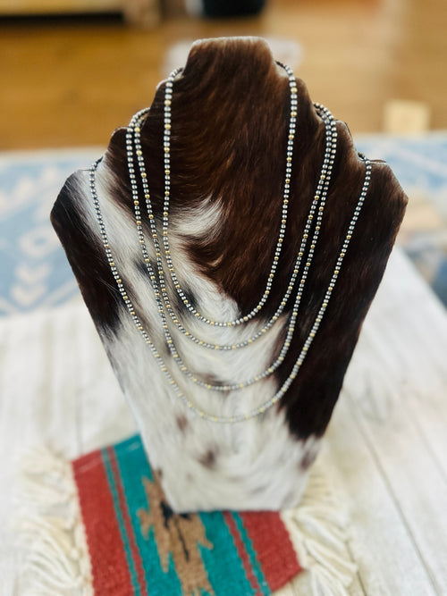 Navajo Sterling Silver & Gold Beaded Necklace