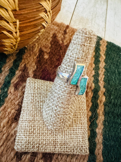 Old Pawn Navajo Sterling Silver & Opal Ring Size 6